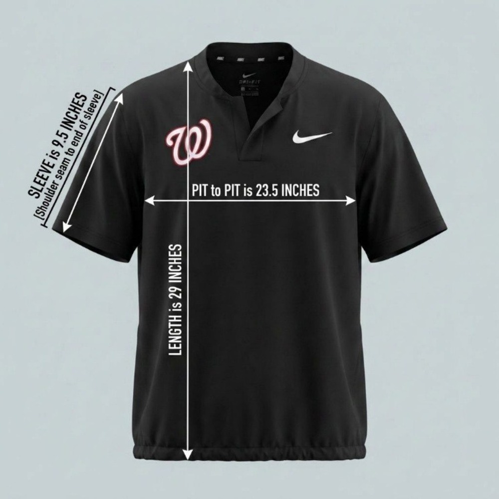 Nike Washington Nationals MLB Short Sleeve Windshirt Black Mens Large Dri-FIT - Picture 3 of 9